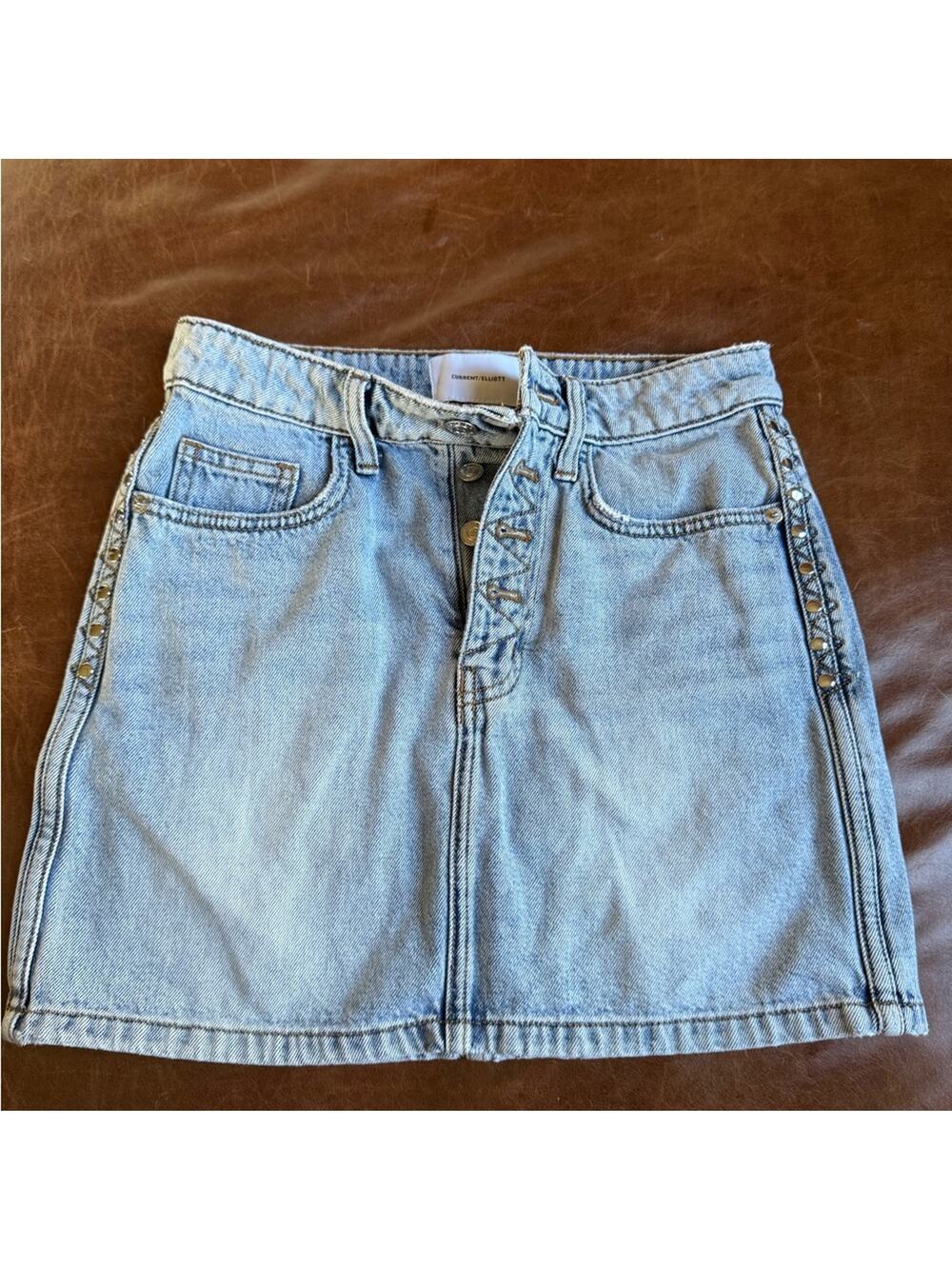 Current/Elliott Light Blue Denim Mini Skirt